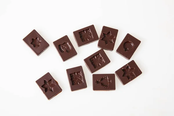 Preto Multa Chocolate Pralines Doces Vista Superior Plana — Fotografia de Stock