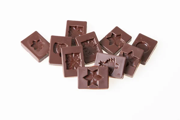 Beyaz Arkaplanda Siyah Çikolata Karesi — Stok fotoğraf