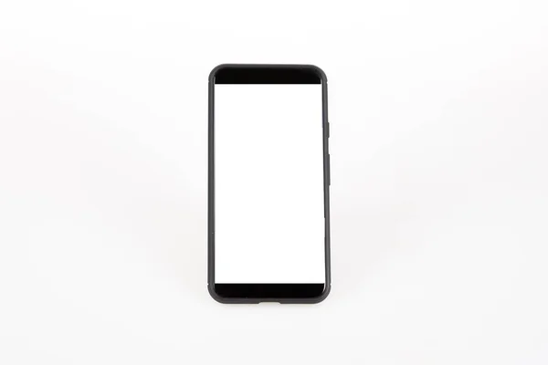 Pionowy Ekran Telefon Komórkowy Białym Pusty Makieta Ekran Smartfona Gotowy — Zdjęcie stockowe