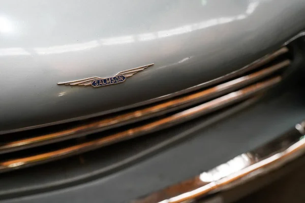 法国阿基坦波尔多 2022年2月28日 法国古董车的Salmson文字品牌和标志 — 图库照片