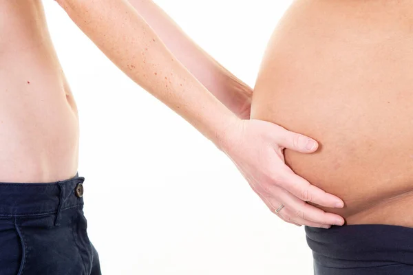 Mixed Race Couple Pregnant Woman Black African Caucasian Man White — Stock Photo, Image