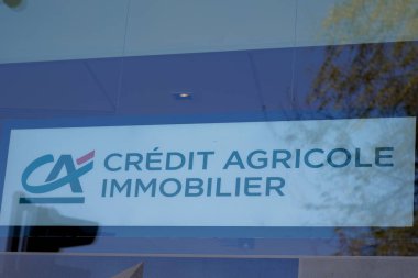 Bordeaux, Aquitaine France - 04 04 04 2022: ca credit agricole immobilier logo brand and sign text of bank French Agency and emlak office