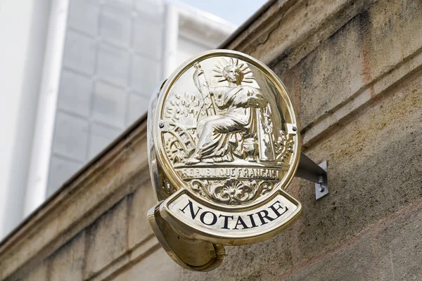 Bordeaux Aquitaine France 2022 Notaire Texte Doré Symbole Signifie Notaire — Photo