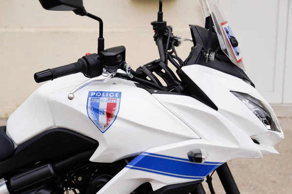 Burdeos Aquitania Francia 2022 Policía Municipal Motocicleta Yamaha Trazador Aparcado — Foto de Stock