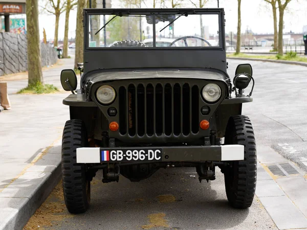 Burdeos Aquitania Francia 2022 Jeep Militar Wwii Vintage Antiguo Coche — Foto de Stock