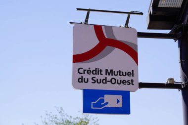 Bordeaux, Aquitaine France - 04 24 2022: Credit mutuel du sud ouest sign brand ve text logo
