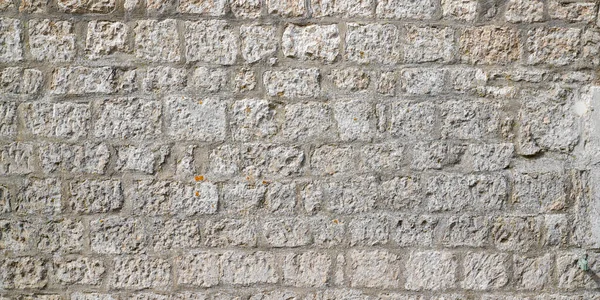 Piedra Gris Pared Antigua Textura Vintage Panorámica Gran Fondo Ladrillo — Foto de Stock