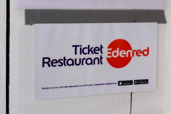 Bordeaux Aquitaine France 2022 Ticket Restaurant Edenred Check Brand Logo — Foto de Stock