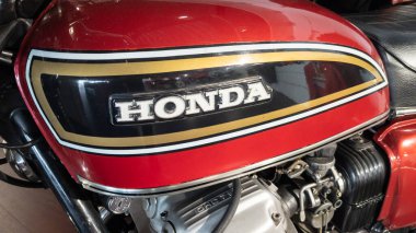 Bordeaux , Aquitaine  France - 05 01 2022 : honda 750 four ancient collector logo brand and text sign on motorcycle fuel vintage retro tank petrol