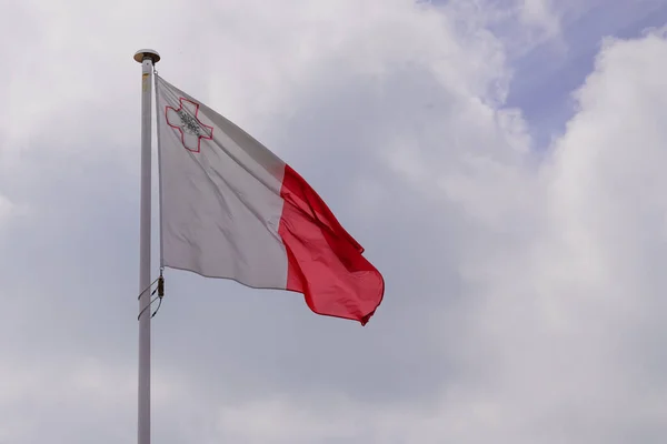Flag Malta National State Maltese Flag Wind Mat Blue Cloud — Stock Photo, Image