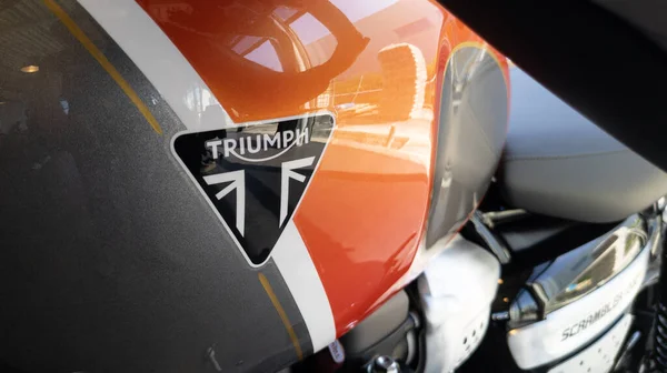 Bordeaux Aquitaine France 2022 Triumph Scrambler Motorcycle Detail Sign Text — Photo
