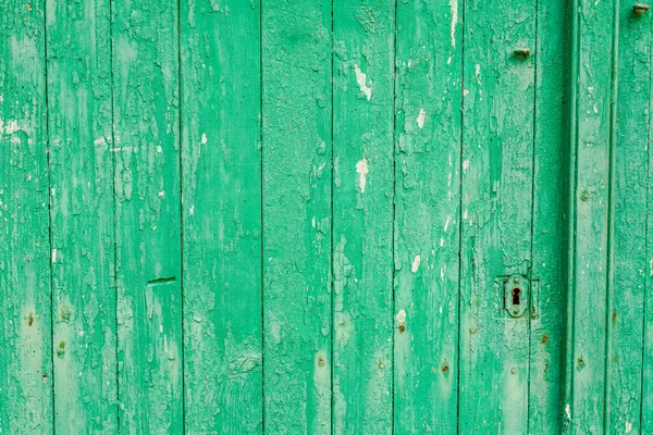 Verde Madeira Fundo Porta Textura Superfície Vertical Portão — Fotografia de Stock