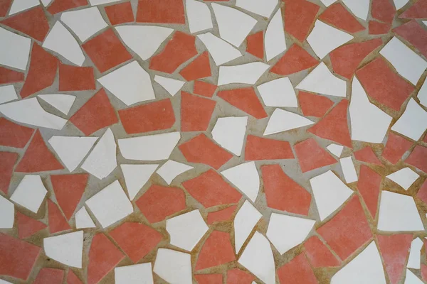 Mosaico Azulejos Textura Rojo Blanco Piso Abstracto Fondo — Foto de Stock