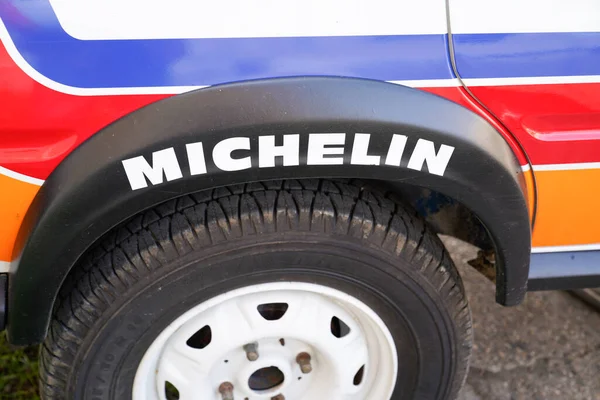 Bordeaux Aquitaine Francie 2022 Značka Michelin Logo Značky Pneumatika Rally — Stock fotografie