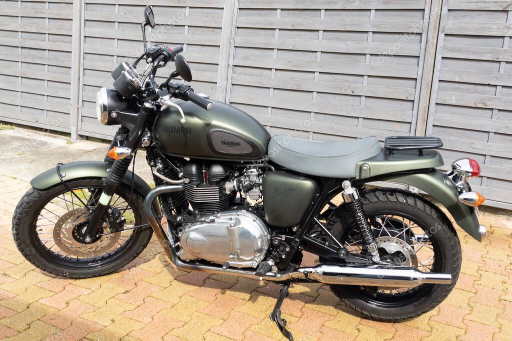 Bordeaux , Aquitaine  France - 05 19 2022 : Triumph bike bonneville t100 steve mcqueen memory movies motorcycle