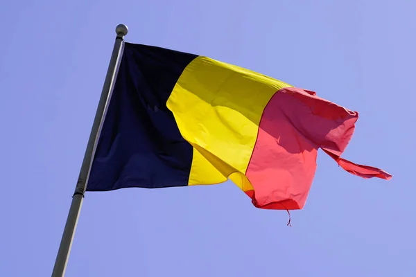 Прапор Бельгії Національний Штат Бельгія Чорно Червоний Жовтий Вітровому Килимку — стокове фото