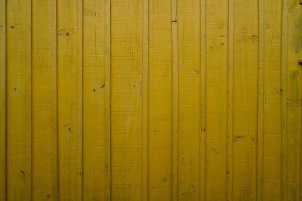 Linha Velha Madeira Textura Vertical Fachada Escura Amarela Prancha Rústica — Fotografia de Stock
