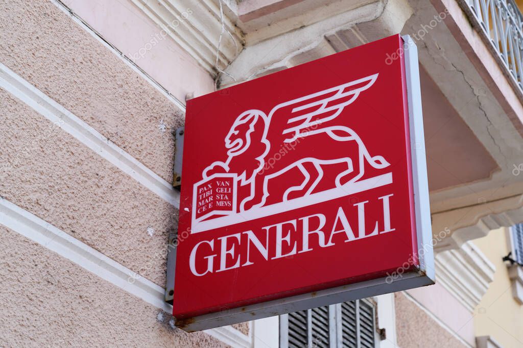 Bordeaux , Aquitaine  France - 06 15 2022 : Generali brand logo and text sign on wall agency italian office of insurance company