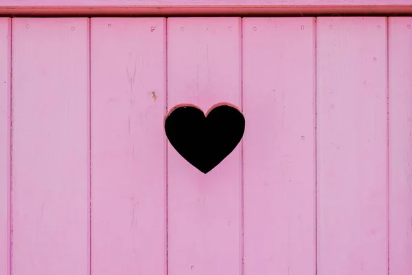 Serce Różowe Drzwi Drewniane Deski Tle Koncepcja Ślubu Miłości — Zdjęcie stockowe