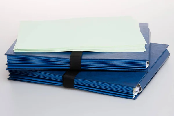 Folders Full Business Papers Blue Cardboard Document Folder Business Paperwork — Stock Photo, Image