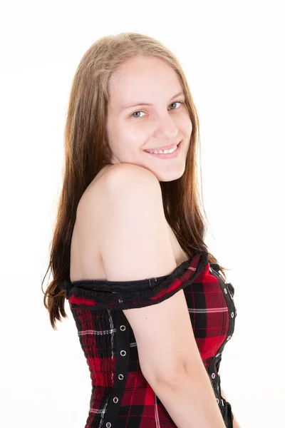 Young Woman Profile Pose Face Bare Shoulder — Stock Photo, Image