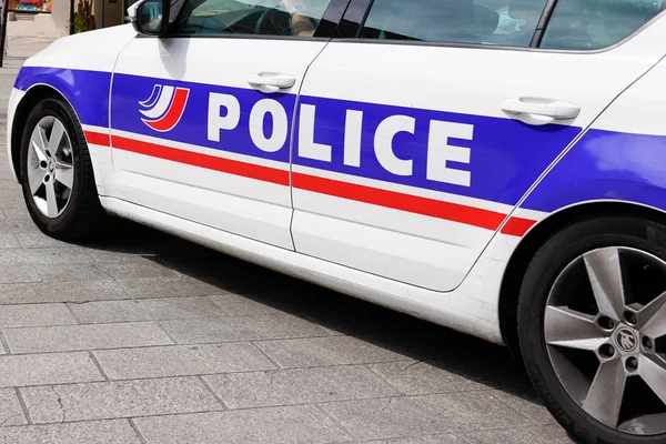 Bordeaux Aquitaine France 2022 Voiture Police Skoda Avec Signe Texte — Photo