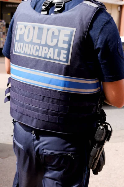 Bordeaux Aquitaine France 2022 Policeman Police Municipal Means Local Police — Zdjęcie stockowe