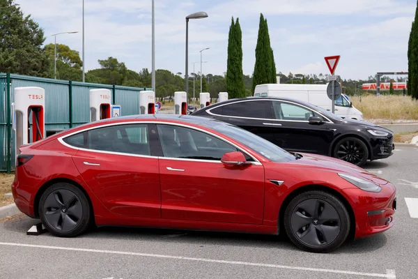 Bordeaux Aquitaine France 2022 Tesla Supercharger Car Point Station Reserved — Foto de Stock