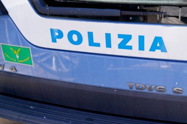 Bordeaux , Aquitaine  France - 07 28 2022 : Polizia police Italian sign text logo sticker on car