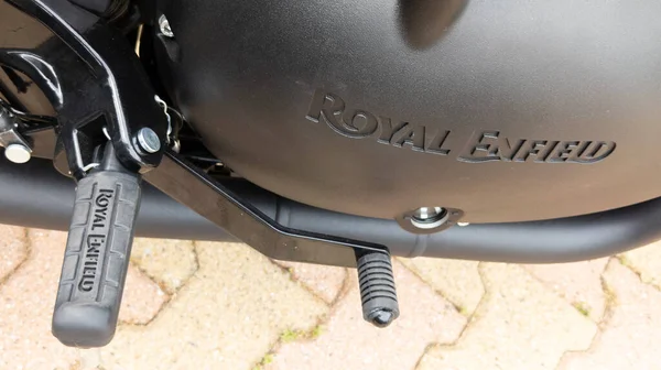 Bordeaux Aquitaine France 2022 Royal Enfield Black Engine Motor Detail — Photo