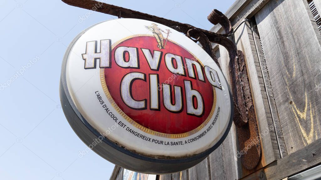 Bordeaux , Aquitaine  France - 07 28 2022 : Havana Club logo text and sign beverage of white rum brand on wall facade restaurant pub bar