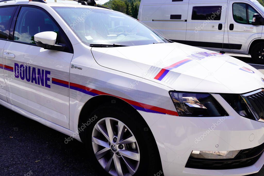 Bordeaux , Aquitaine  France - 07 28 2022 : Douane police french car of patrol customs house parked in street