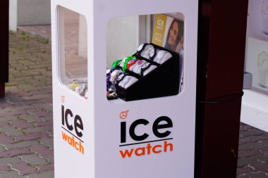 Biarritz , Aquitaine  France - 08 08 2022 : Ice watch logo brand and text sign on display store watches entrance shop facade