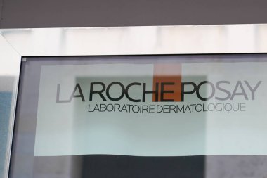 Bordeaux , Aquitaine  France - 08 29 2022 : La Roche-Posay skin care logo sign and brand text on store facade windows shop dermatology laboratory entrance