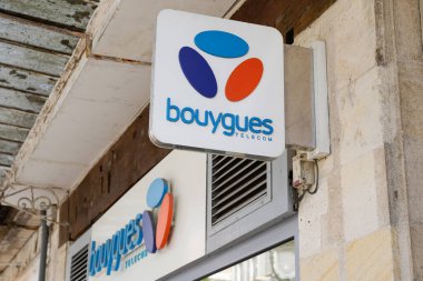 Bordeaux , Aquitaine  France - 05 09 2022 : Bouygues telecom logo brand office and sign text front of phone operator boutique brand agency