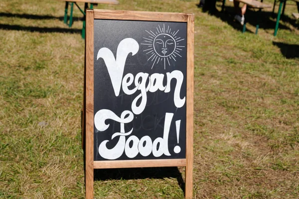 Vegan Food Panel Drawing Chalk Blackboard Restaurant Food Truck Cook — Stock Fotó