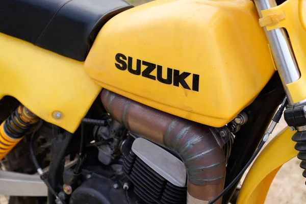 Bordeaux Aquitaine France 2022 Réservoir Jaune Vintage Moto Suzuki Avec — Photo