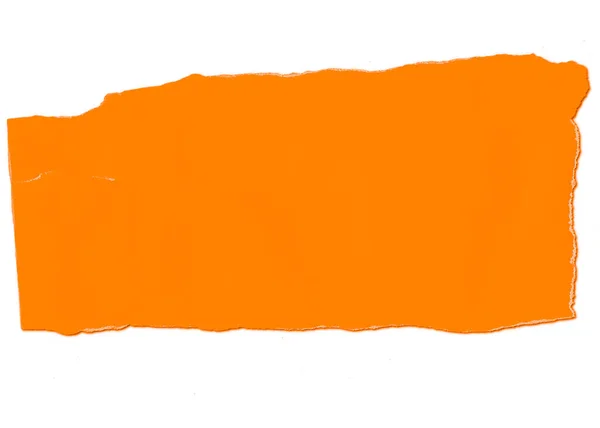 橙色纸片在白色背景上被撕碎的纸片 — 图库照片