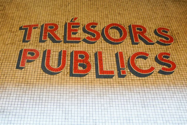 tresors publics french text mean public treasuries sign on wall building of French public finance administration