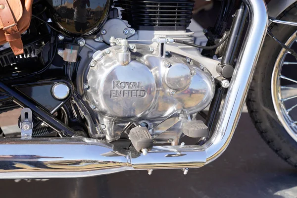 Bordeaux Aquitaine France 2022 Royal Enfield Motor Antigo Cromo Motor — Fotografia de Stock
