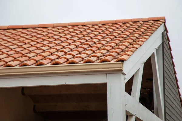 Gutter on garage house roof rain gutters on a home