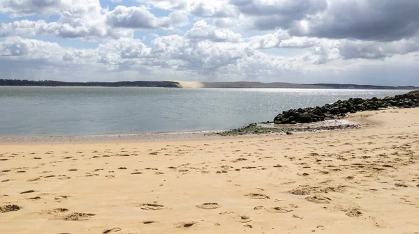 Landschaft Pyla Düne Atlantikstrand Sanddünen Zaun Leg Cap Ferret Pilat — Stockfoto