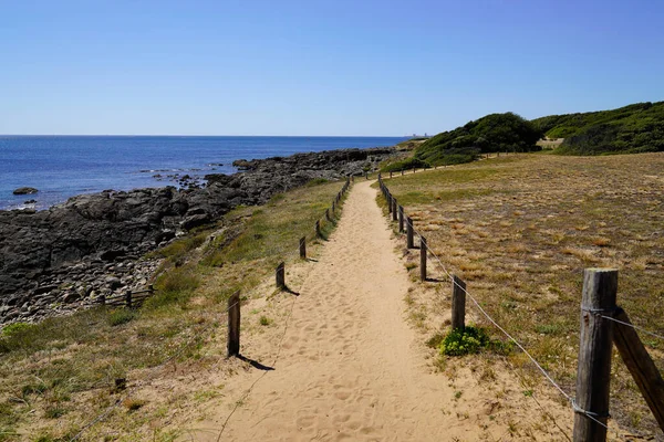 Litorale Sentiero Sabbia Accesso Alla Spiaggia Atlantica Talmont Saint Hilaire — Foto Stock