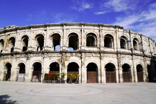 Arenas Nimes Cidade Francesa Anfiteatro Romano Arenes Nimes Cidade França — Fotografia de Stock