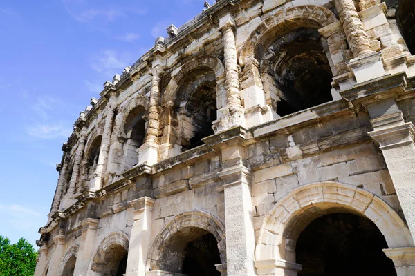 Anfiteatro Romano Detalle Ciudad Histórica Arena Nimes Gard Provenza Francia —  Fotos de Stock