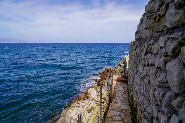Paso Aduana Mar Costa Mediterráneo Sur Antibes Juan Les Pins — Foto de Stock