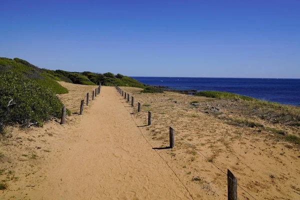 Ścieżka Piaszczysta Ścieżka Spacerowa Dostęp Plaży Zachodniej Francji Talmont Saint — Zdjęcie stockowe