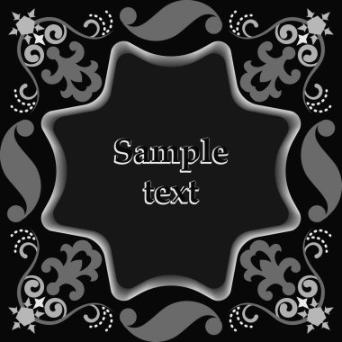 Arapça, Asya tarzı monokrom desenli metin için çerçeve. Çerçeve şenlik, tebrik ve davet metinleri için grunge rengi tasarlandı. 