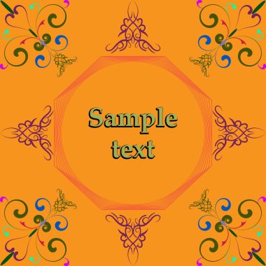 Arapça, Asya tarzında bir şablona sahip metin için çerçeve. Çerçeve festival, kutlama ve davetiye metinleri için tasarlandı.. 