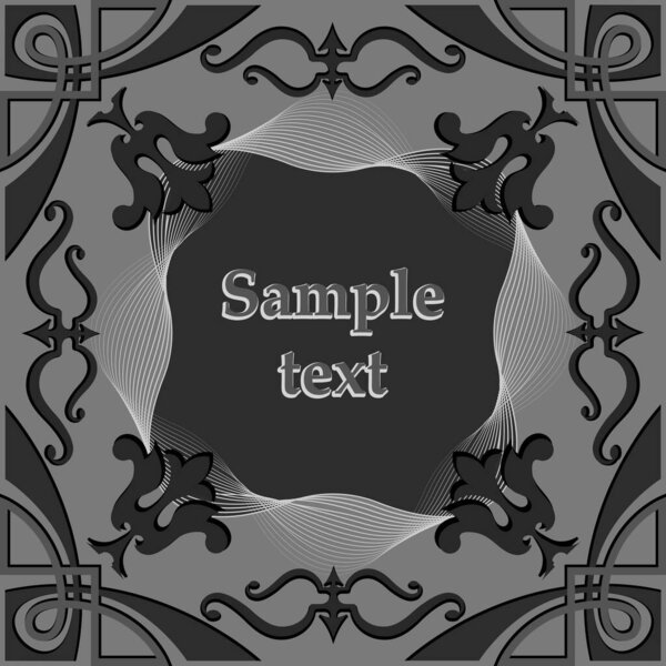 Frame for text with a monochrome pattern in Arabic, Asian style. The frame is designed grunge color for festive, congratulatory, invitation texts. 